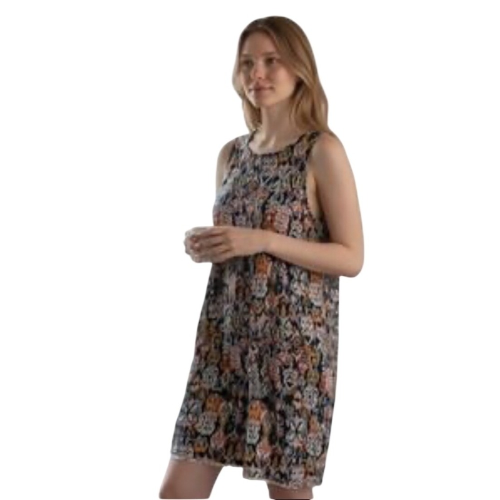 Garnet Hill Linen Fringe-Hem A-Line Ikat Print Dress Size 10 NEW Resort Vacation